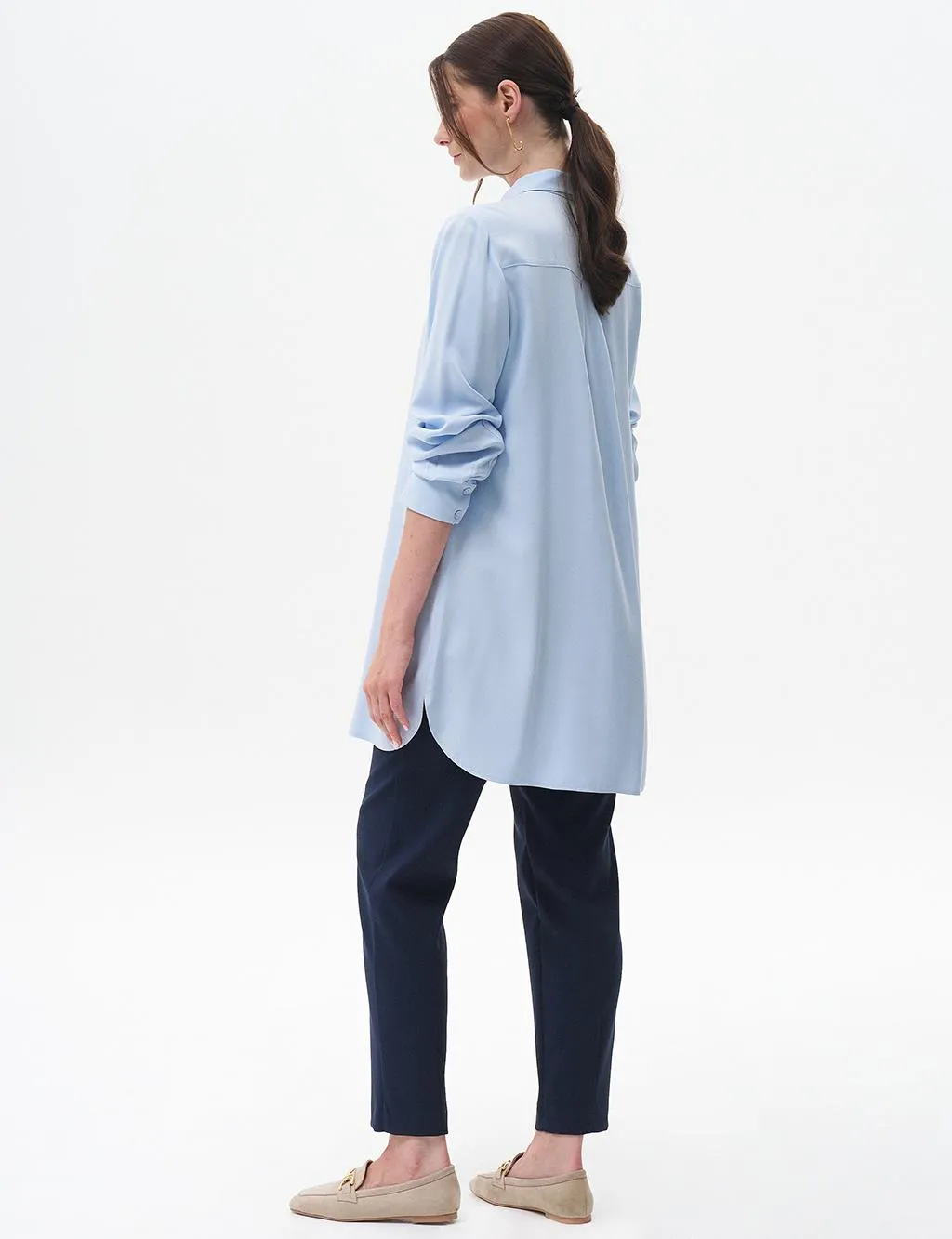 Ice Blue Basic Tunic with Hidden Placket