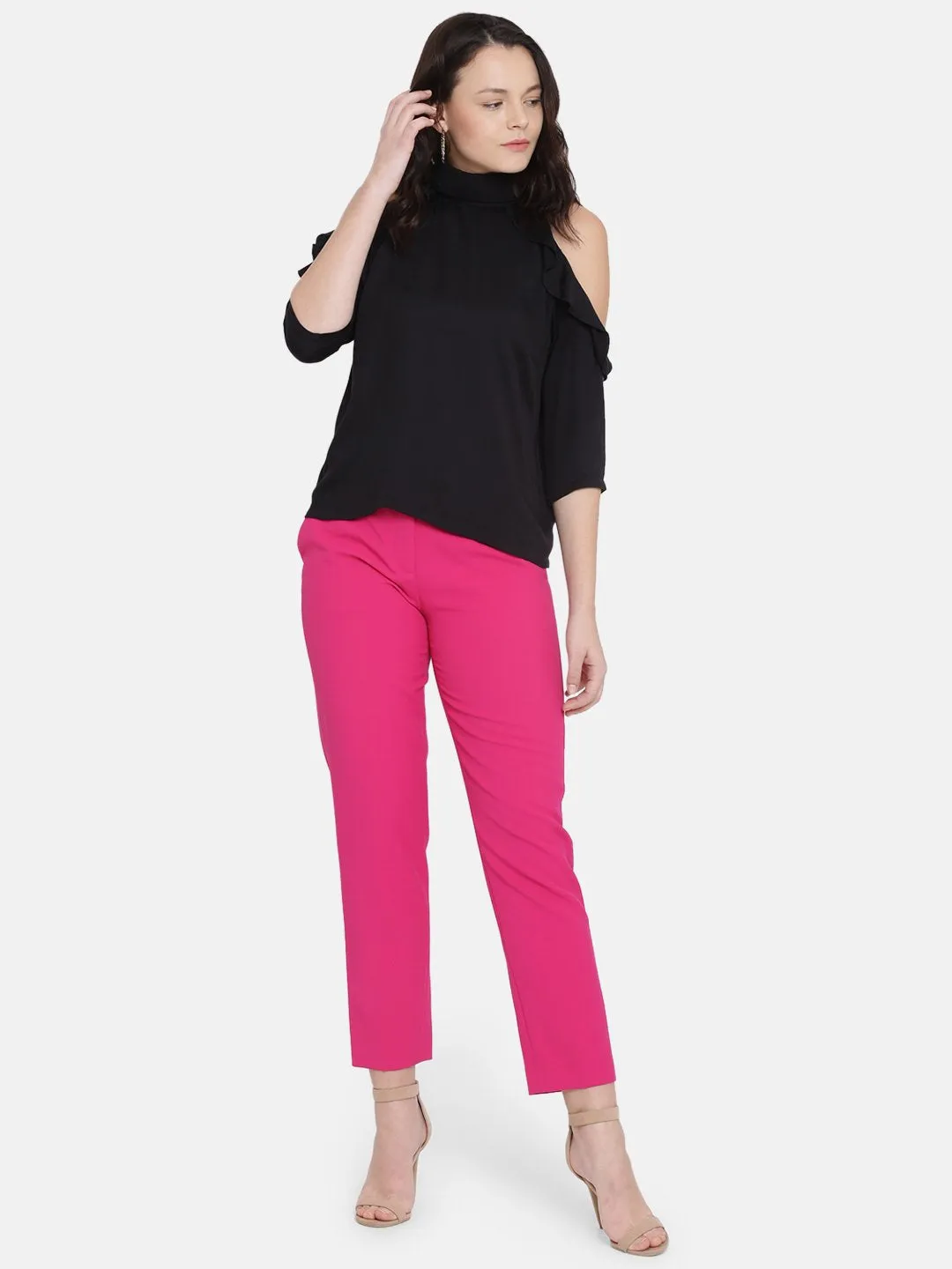 IS.U Black Cold Shoulder Top