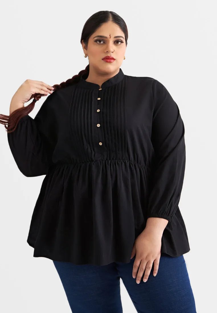 Kala Elegant Elastic Waist Peplum Blouse