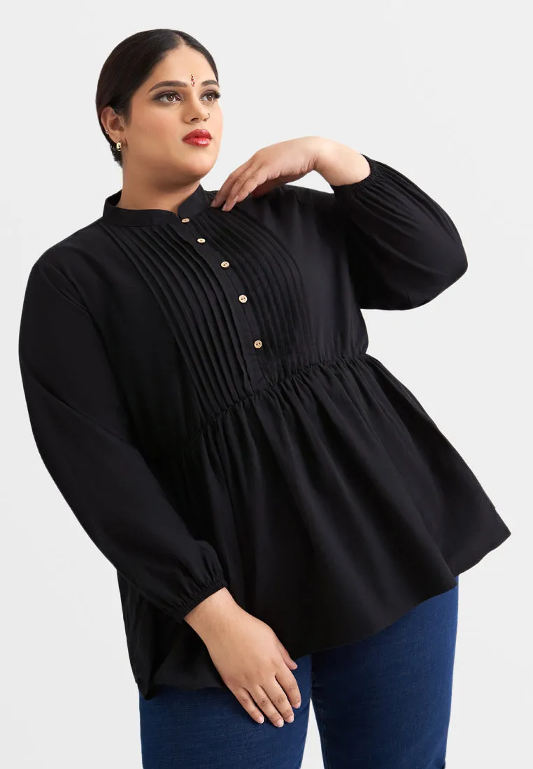 Kala Elegant Elastic Waist Peplum Blouse