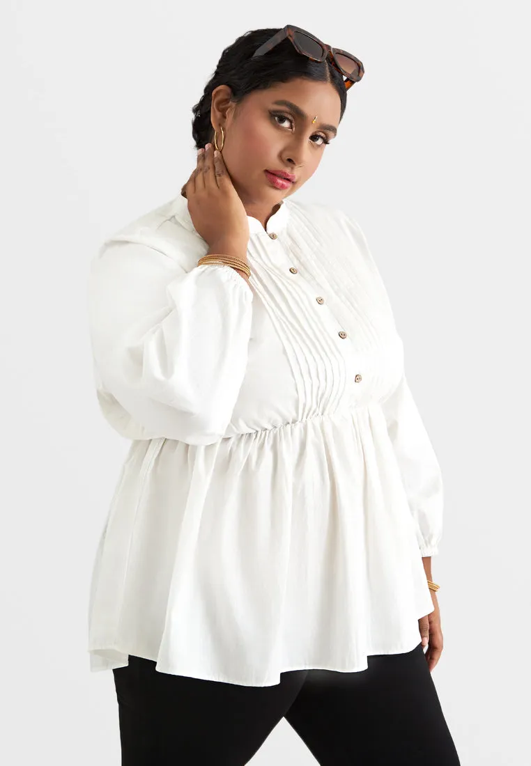 Kala Elegant Elastic Waist Peplum Blouse