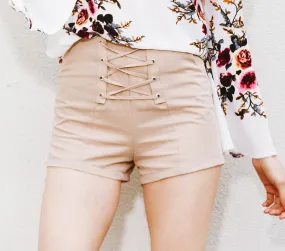 Lace Up High Waisted Shorts