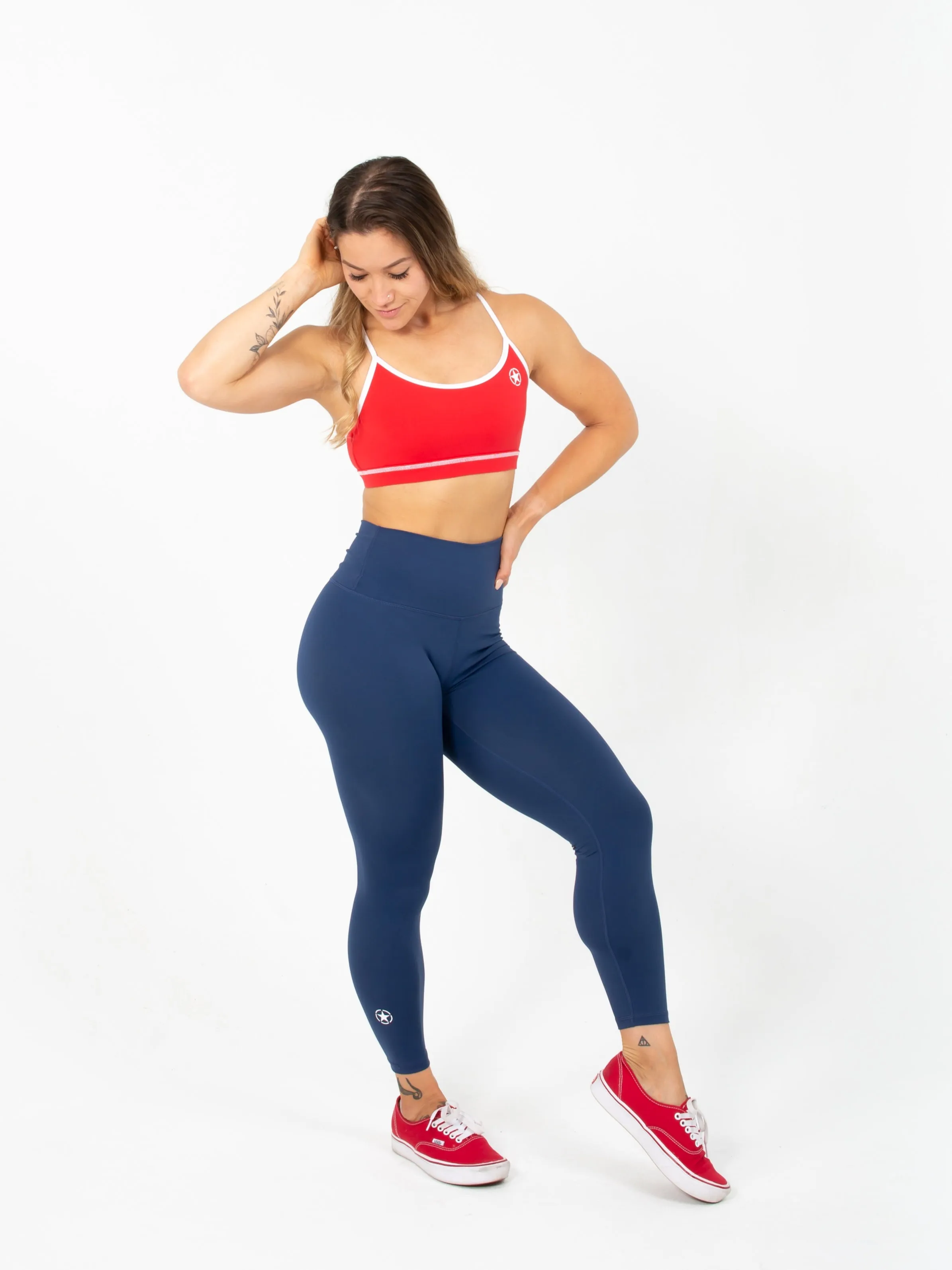 Leggings - High Waist Ankle Length - Navy