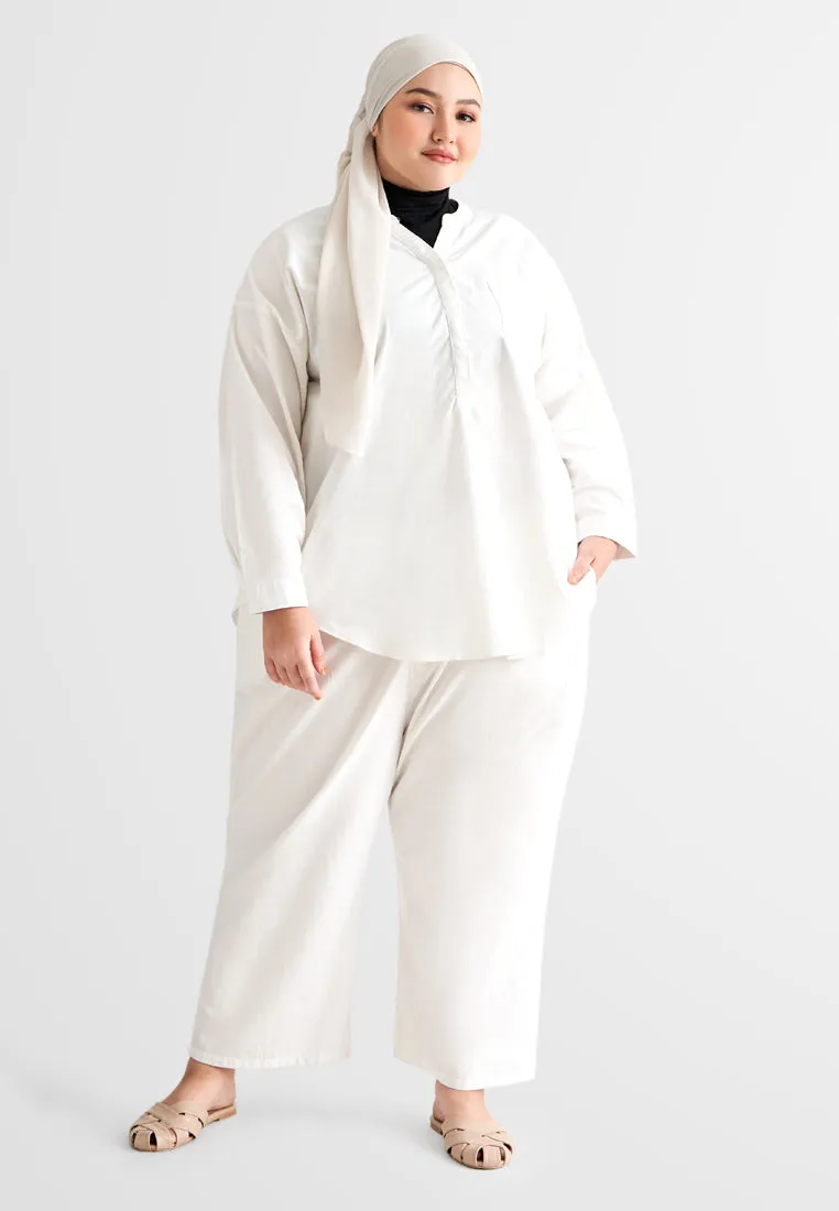 Lili Linen Straight Leg Ankle Pants - White