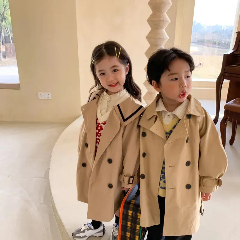 Long Trench Fashion Casual Turn Down Collar Girls Trench Coat