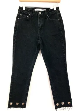 Lovers   Friends Black High Rise Jeans with Heart Grommet- Size 26 (Inseam 25”)