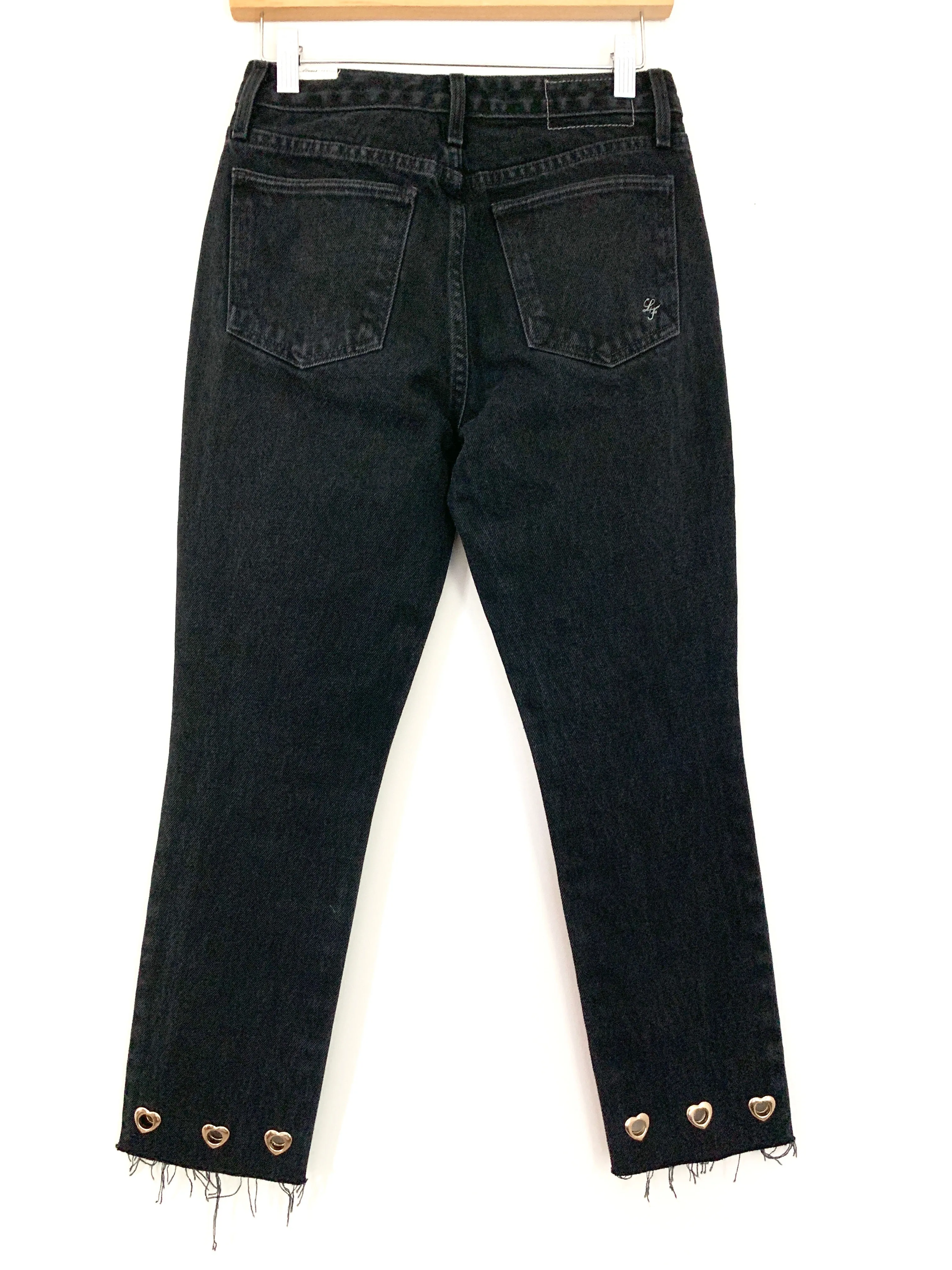 Lovers   Friends Black High Rise Jeans with Heart Grommet- Size 26 (Inseam 25”)