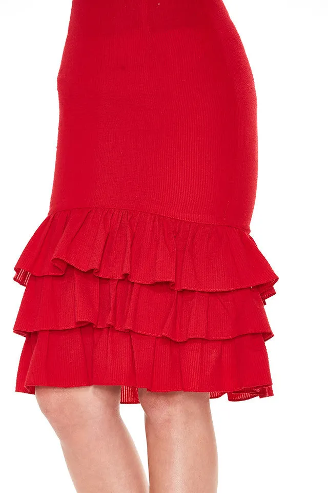 MABEL RUFFLED SKIRT (Red)-VS2048