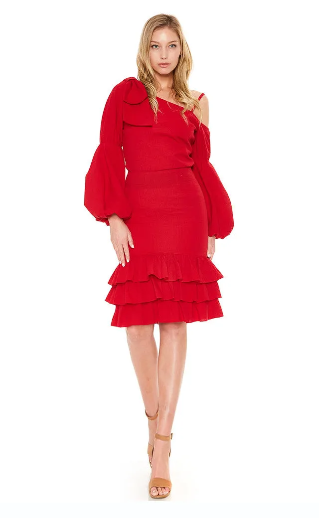 MABEL RUFFLED SKIRT (Red)-VS2048