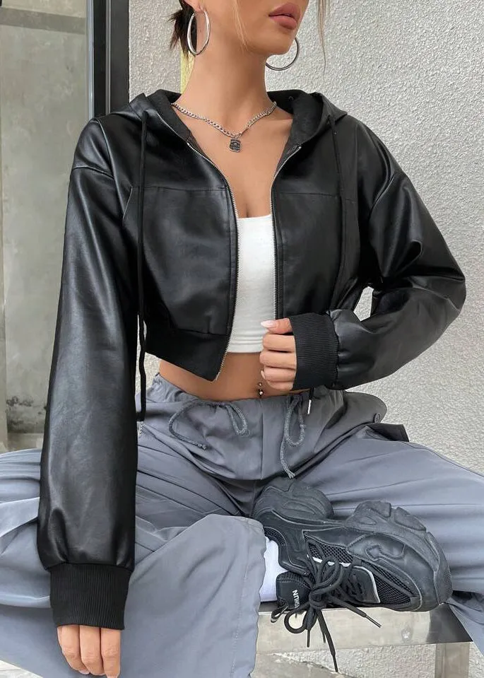 Mallory Cropped Eco-Leather Jacket