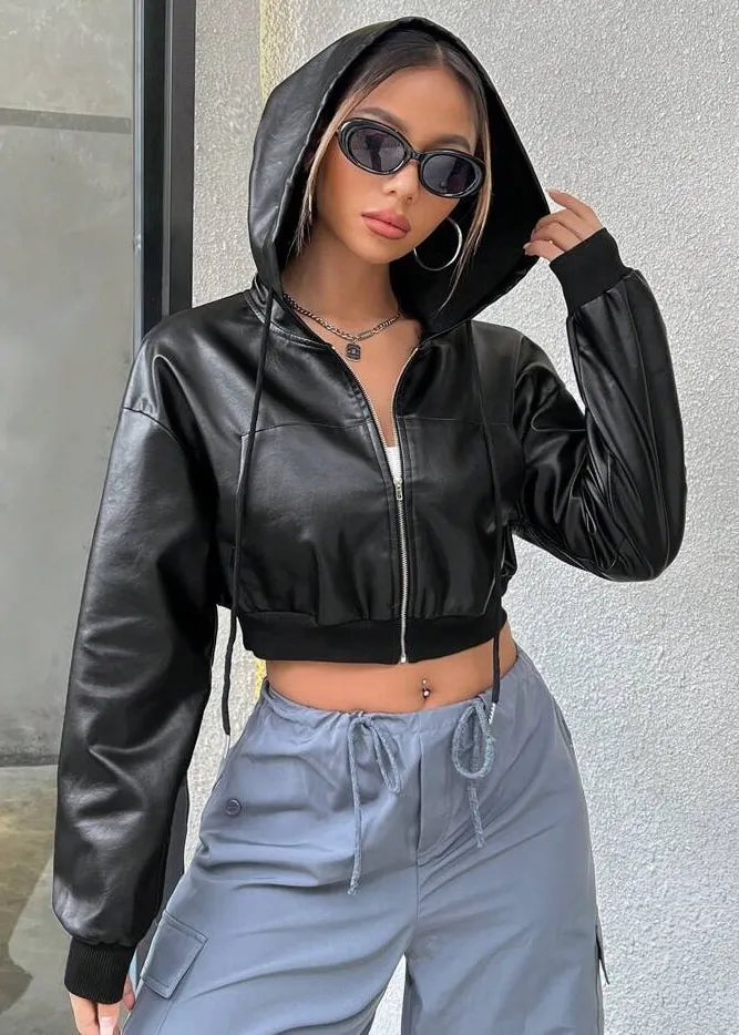 Mallory Cropped Eco-Leather Jacket