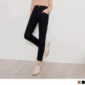 MEDIUM WAIST COTTON STRAIGHT LONG PANTS