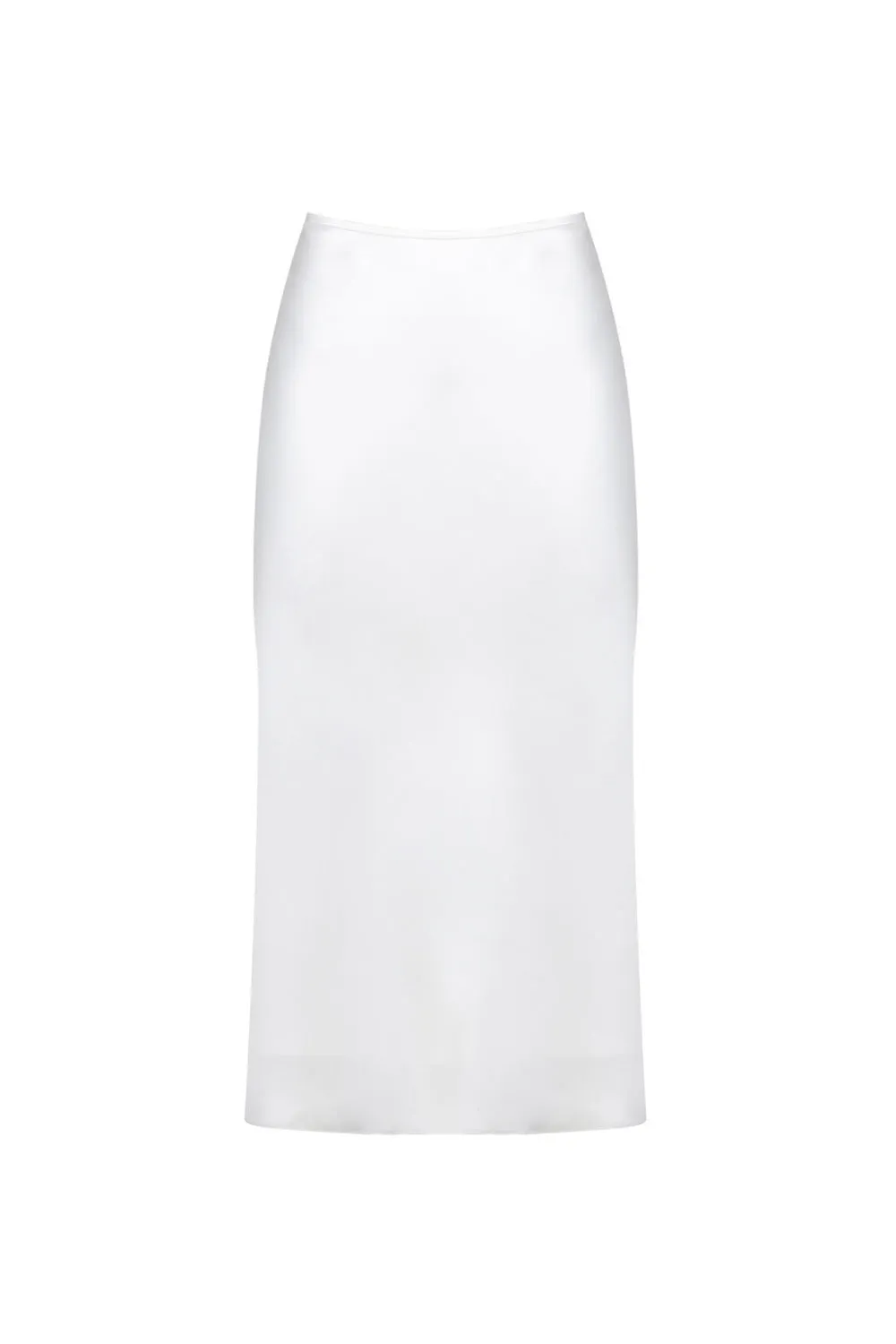 Melody White Silk Midi Skirt