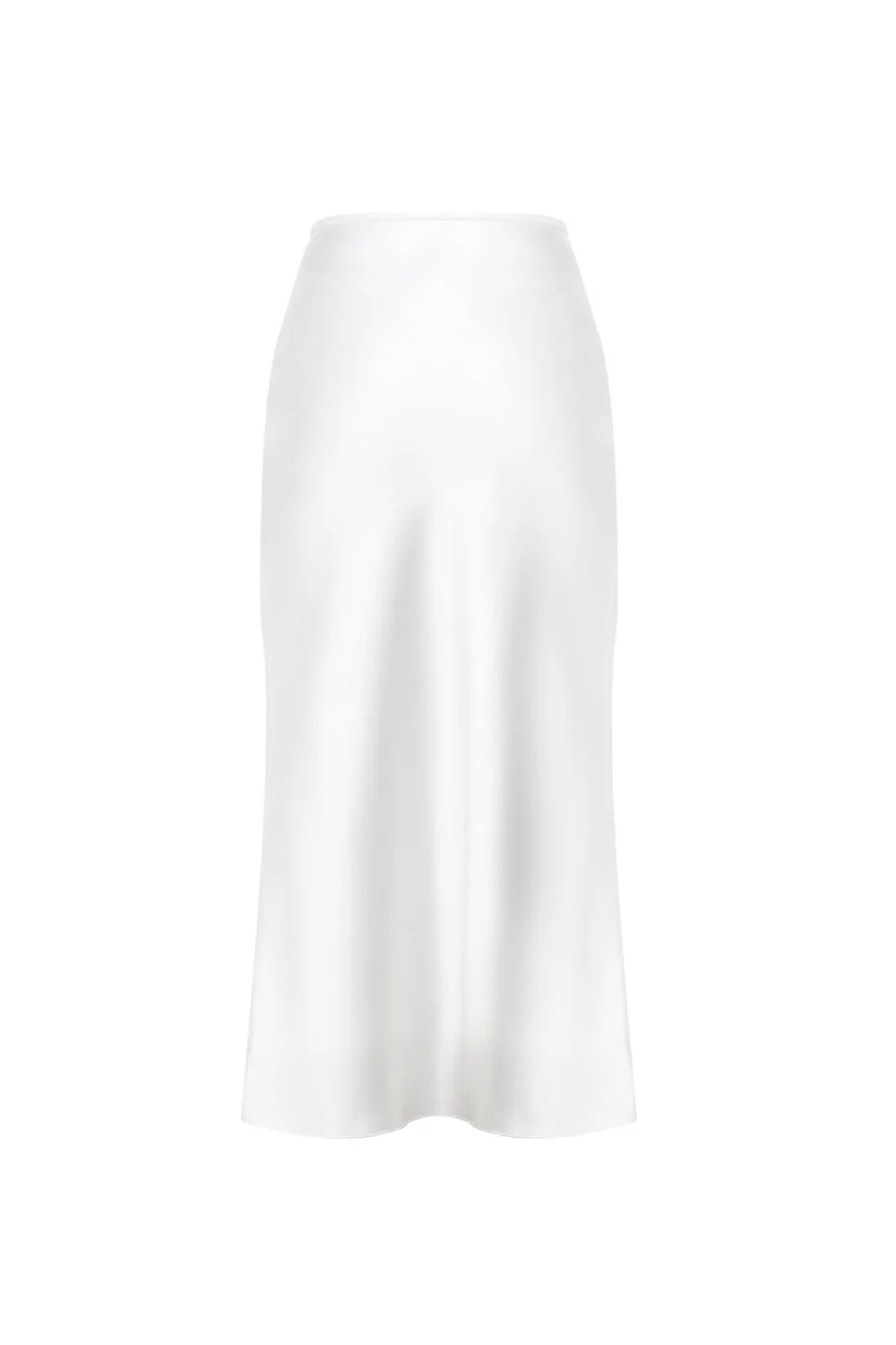 Melody White Silk Midi Skirt