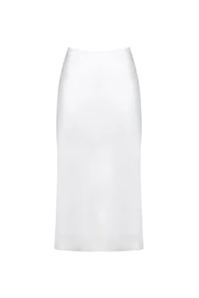 Melody White Silk Midi Skirt