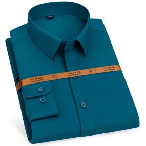 Men's Long Sleeve Solid Stretch Easy Care Shirt Formal Business Office/Working