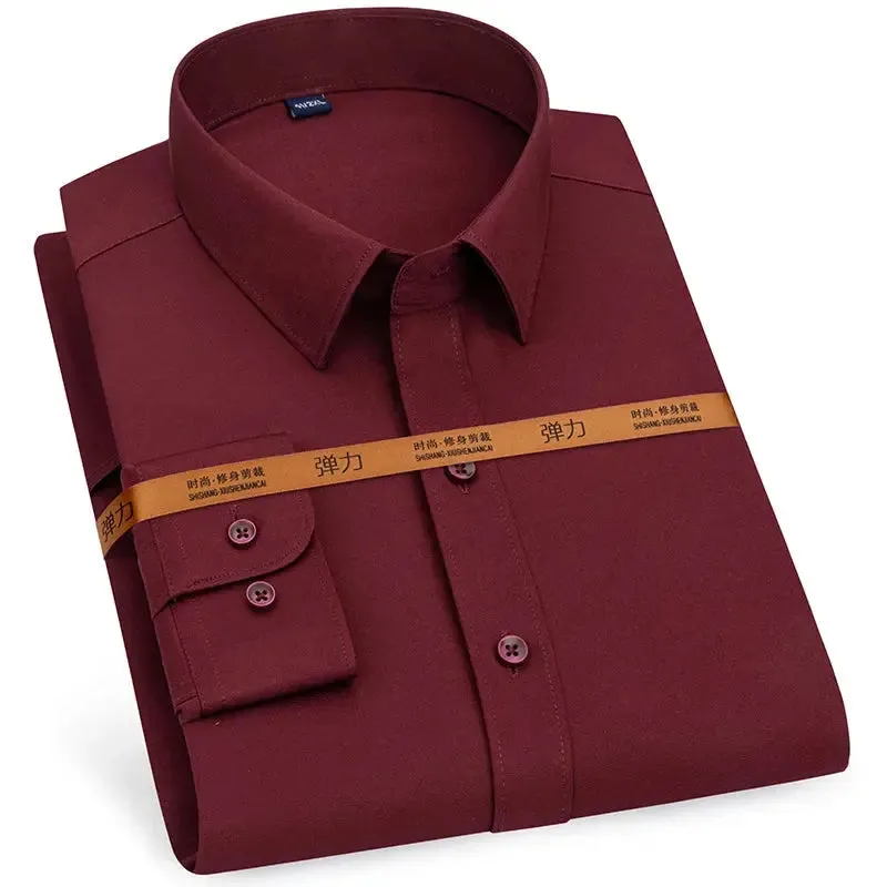 Men's Long Sleeve Solid Stretch Easy Care Shirt Formal Business Office/Working