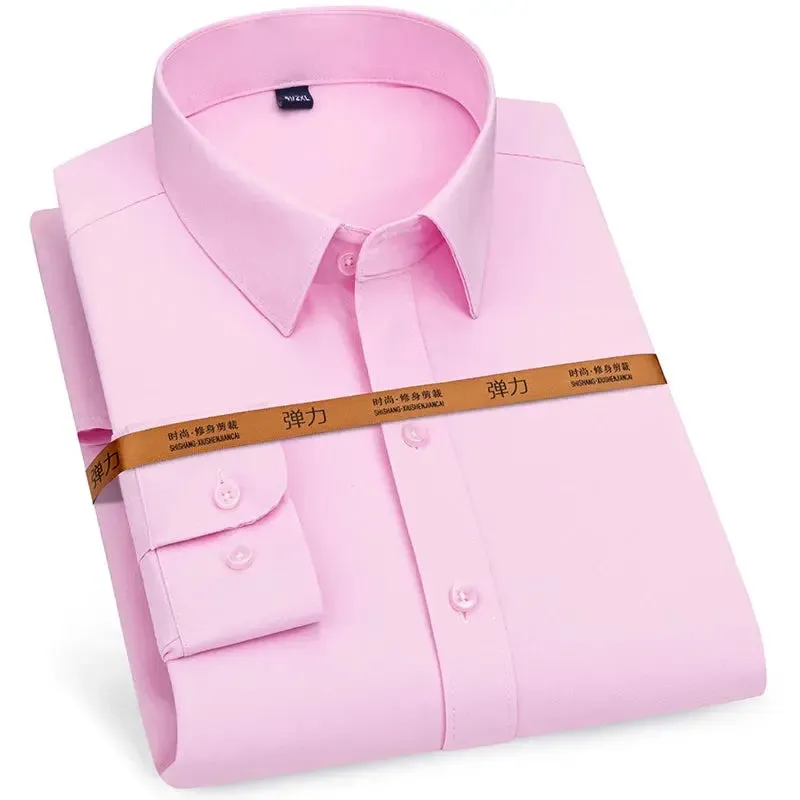 Men's Long Sleeve Solid Stretch Easy Care Shirt Formal Business Office/Working