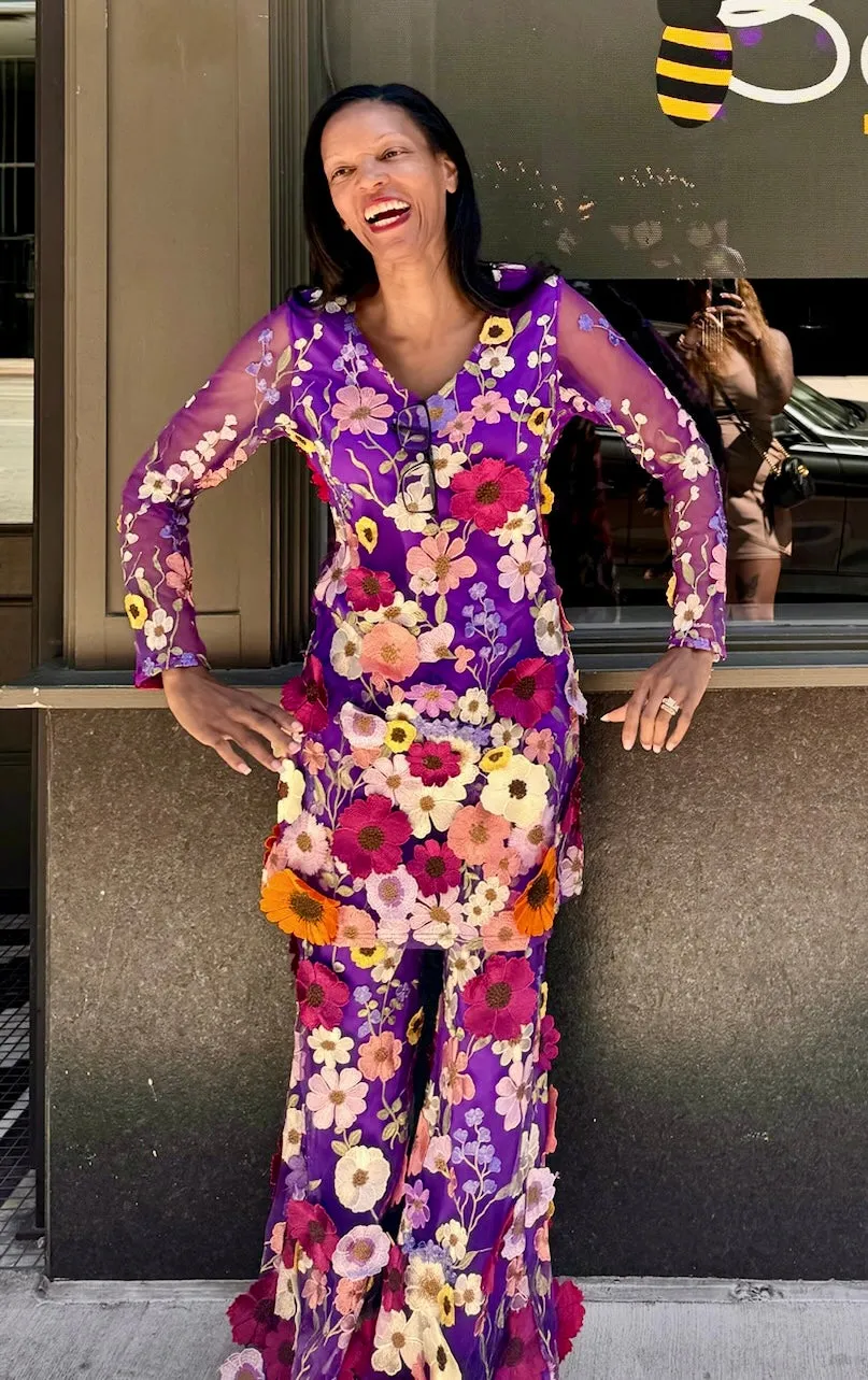 Mesh Floral Tunic Set