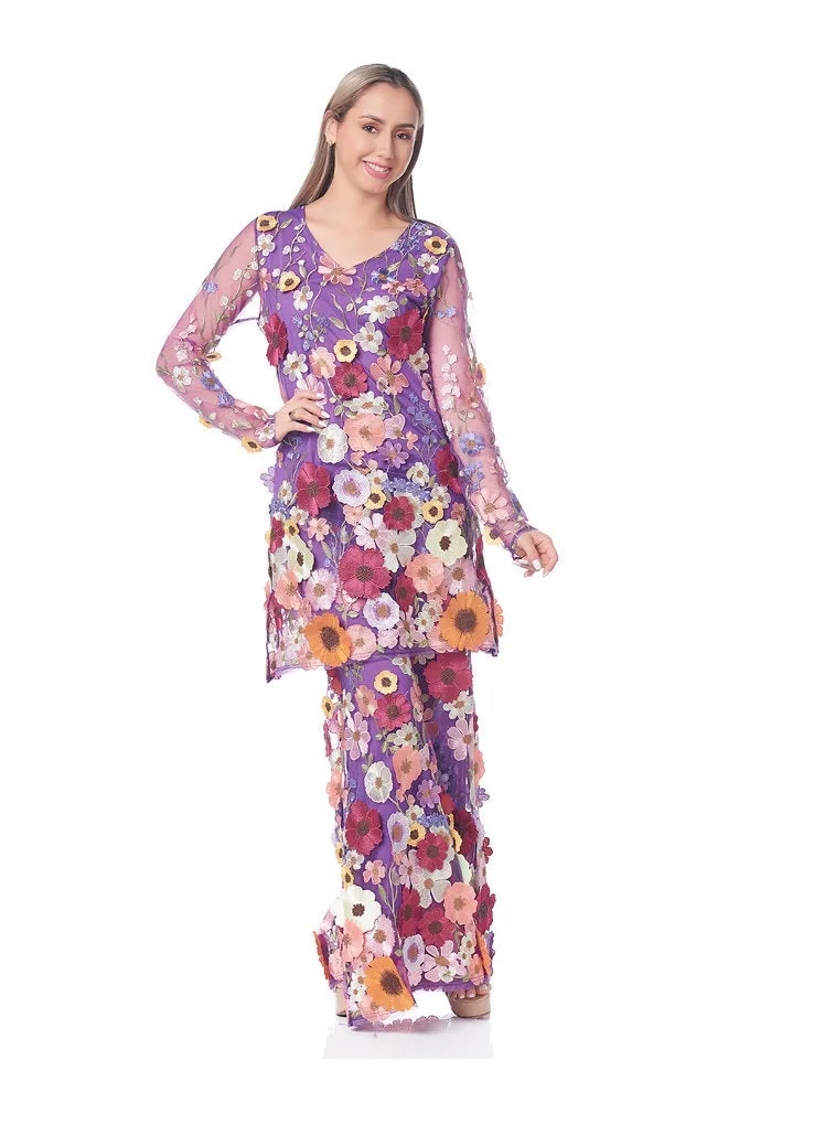 Mesh Floral Tunic Set