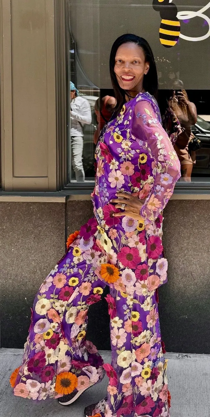 Mesh Floral Tunic Set