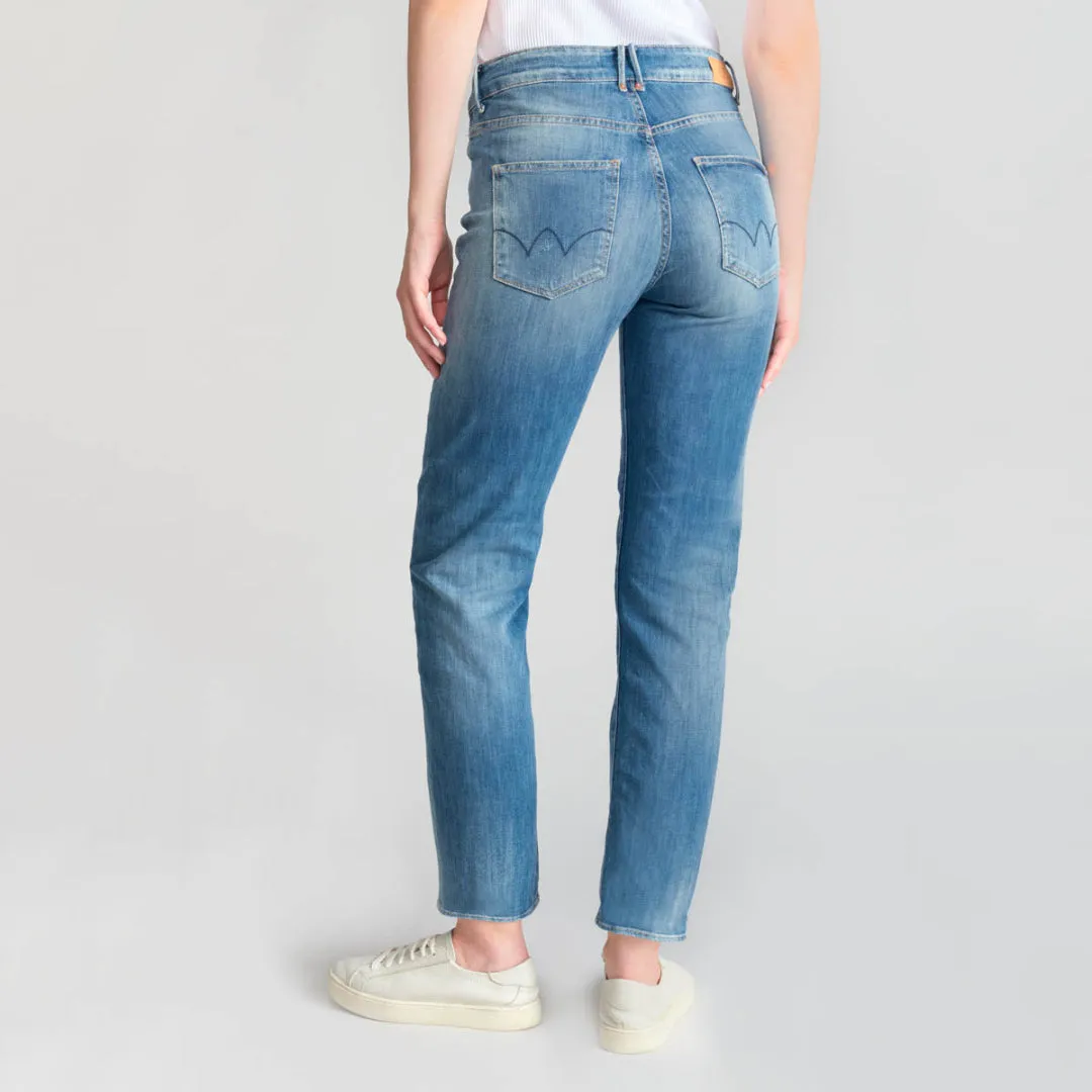 Mom Basic High Waist Jeans - Destroyed Blue