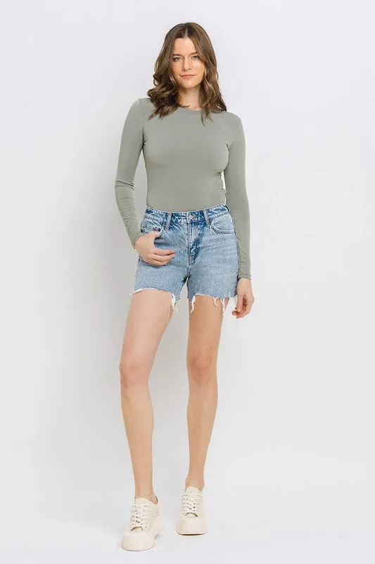 Moon Goddess Vervet High Rise Raw Hem Shorts