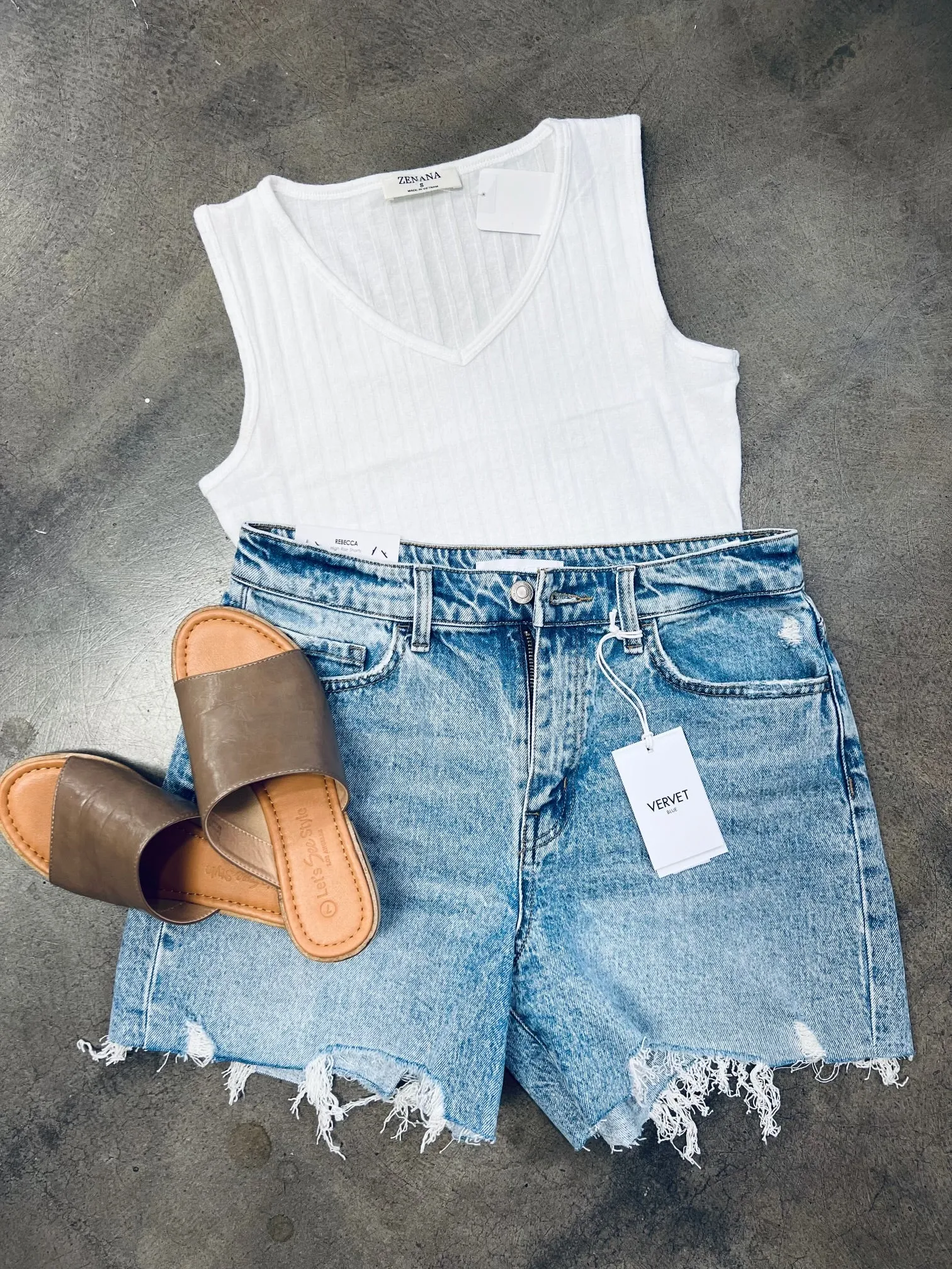 Moon Goddess Vervet High Rise Raw Hem Shorts