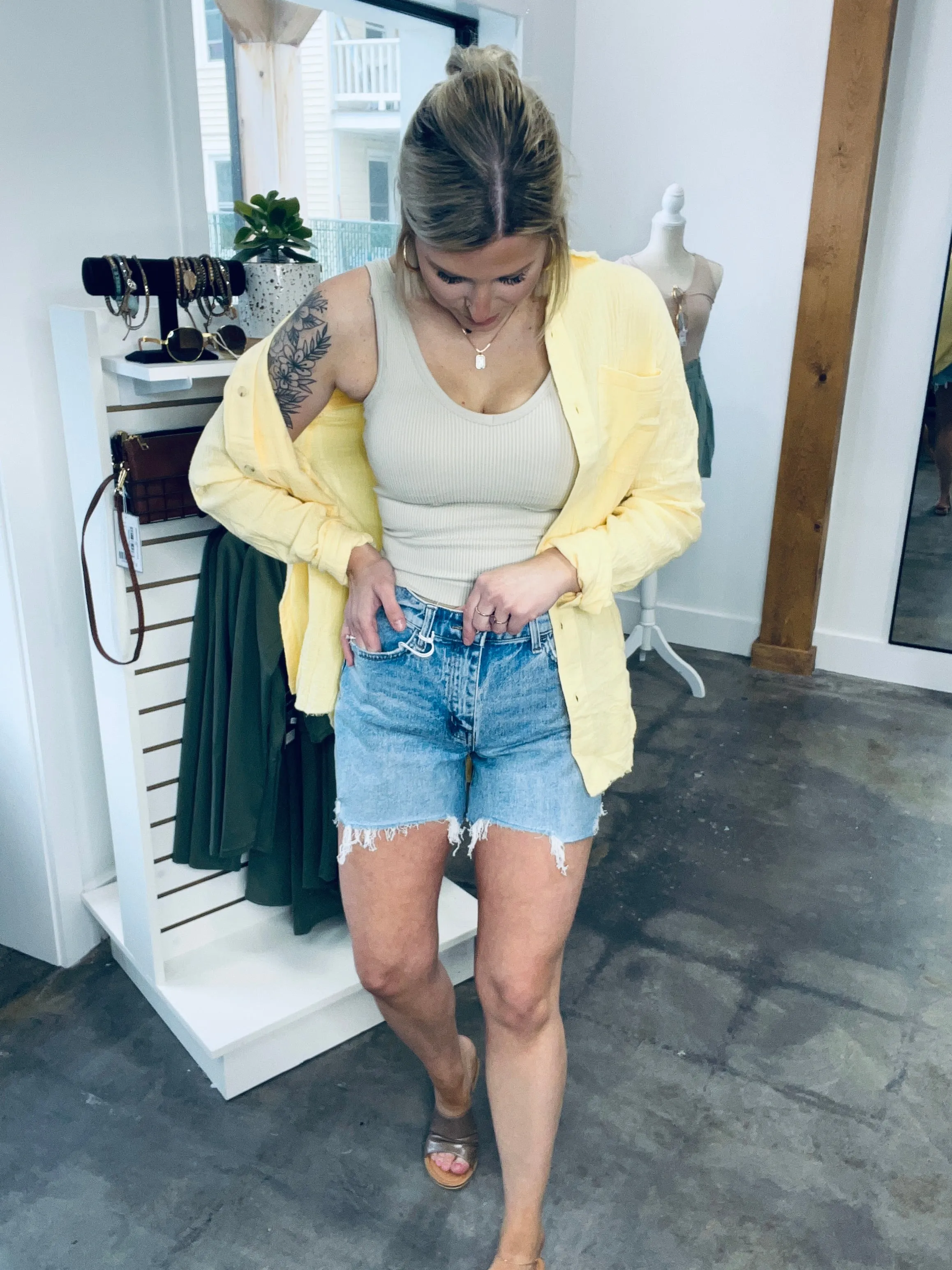 Moon Goddess Vervet High Rise Raw Hem Shorts