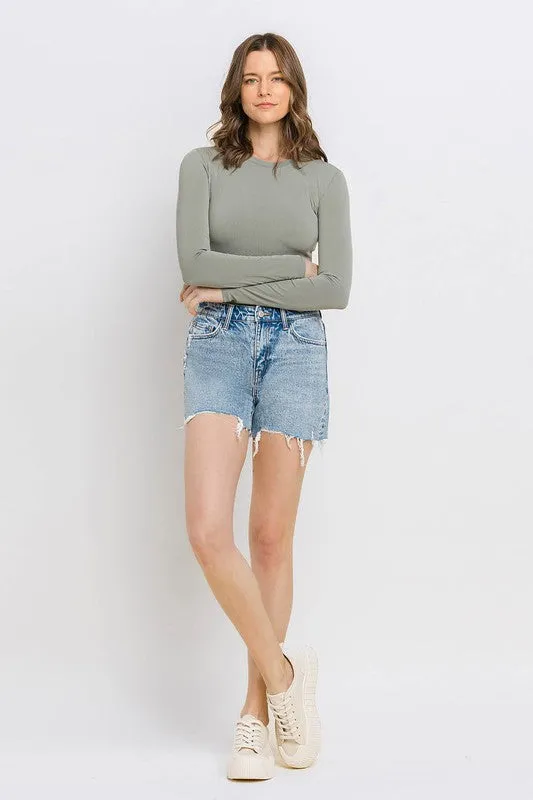 Moon Goddess Vervet High Rise Raw Hem Shorts