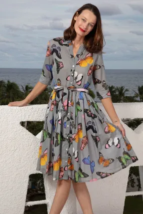 Mrs Maisel Dress - Grey Butterflies