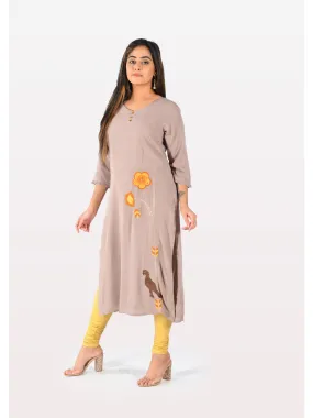 Neeru's Women Mouse Color Slub Rayon Fabric Tunic