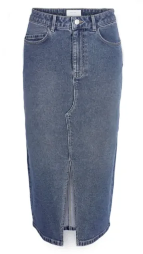 NM KATH NW SLIT MIDI SKIRT - MEDIUM BLUE