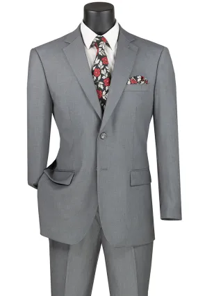 Nola Collection - Medium Gray Regular Fit 2 Piece Suit Flat Front Pants with 2″ Elastic Waistband
