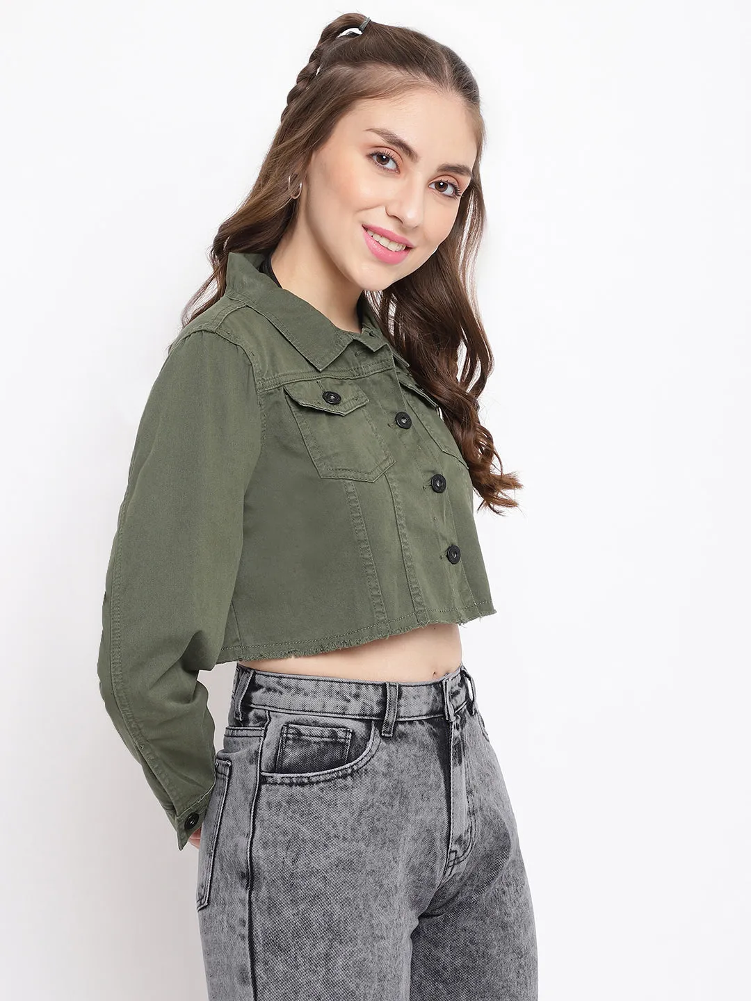 Olive Cropped Jacket