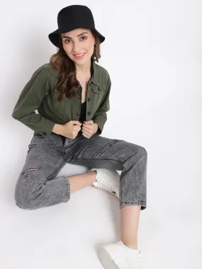 Olive Cropped Jacket