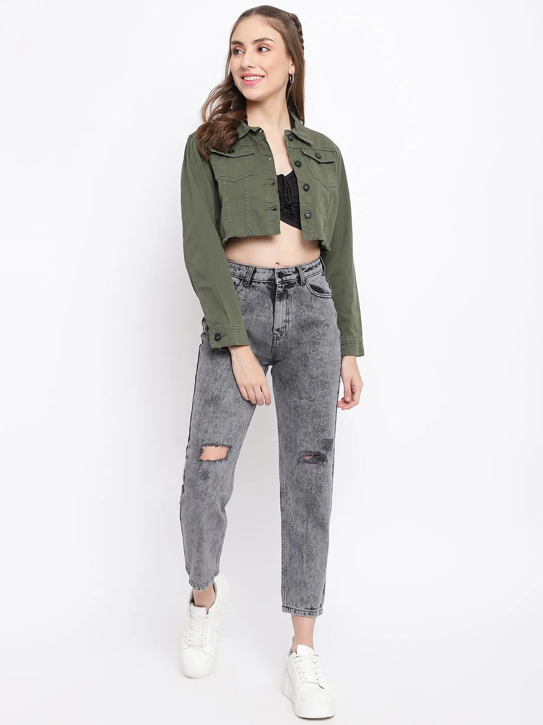 Olive Cropped Jacket