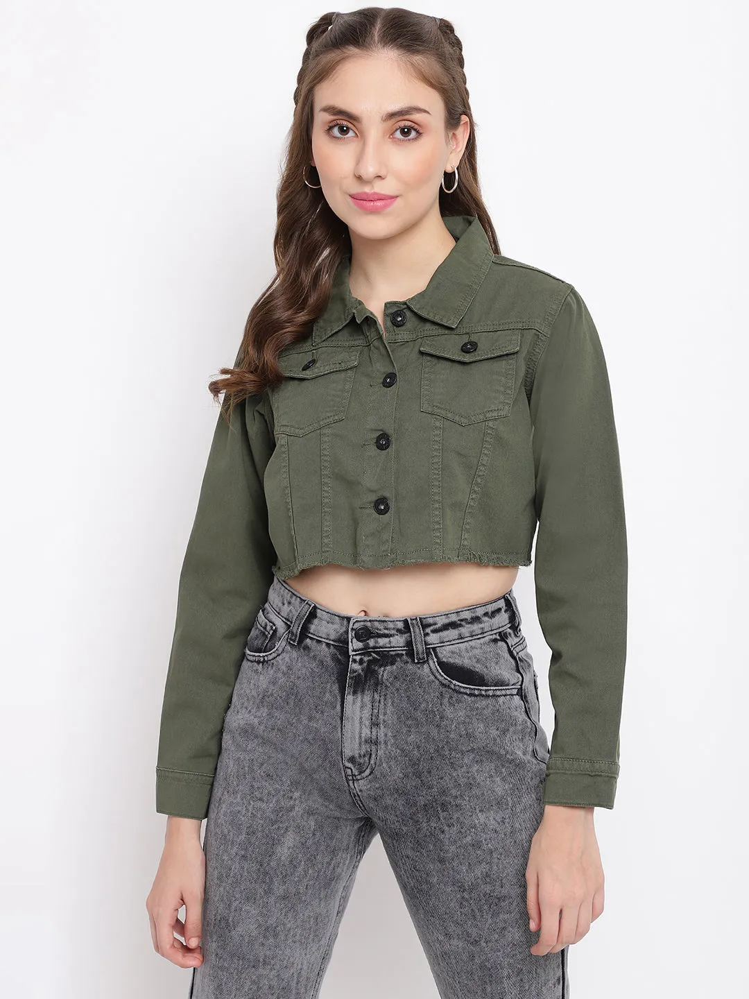 Olive Cropped Jacket