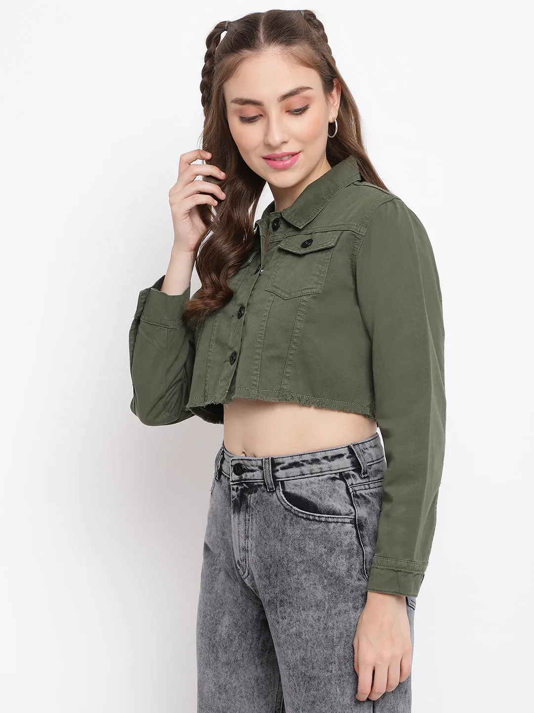 Olive Cropped Jacket