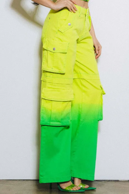 Ombre Mid Rise Cargo Pants