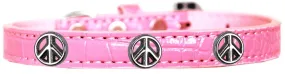 Peace Sign Widget Croc Dog Collar Light Pink Size 20