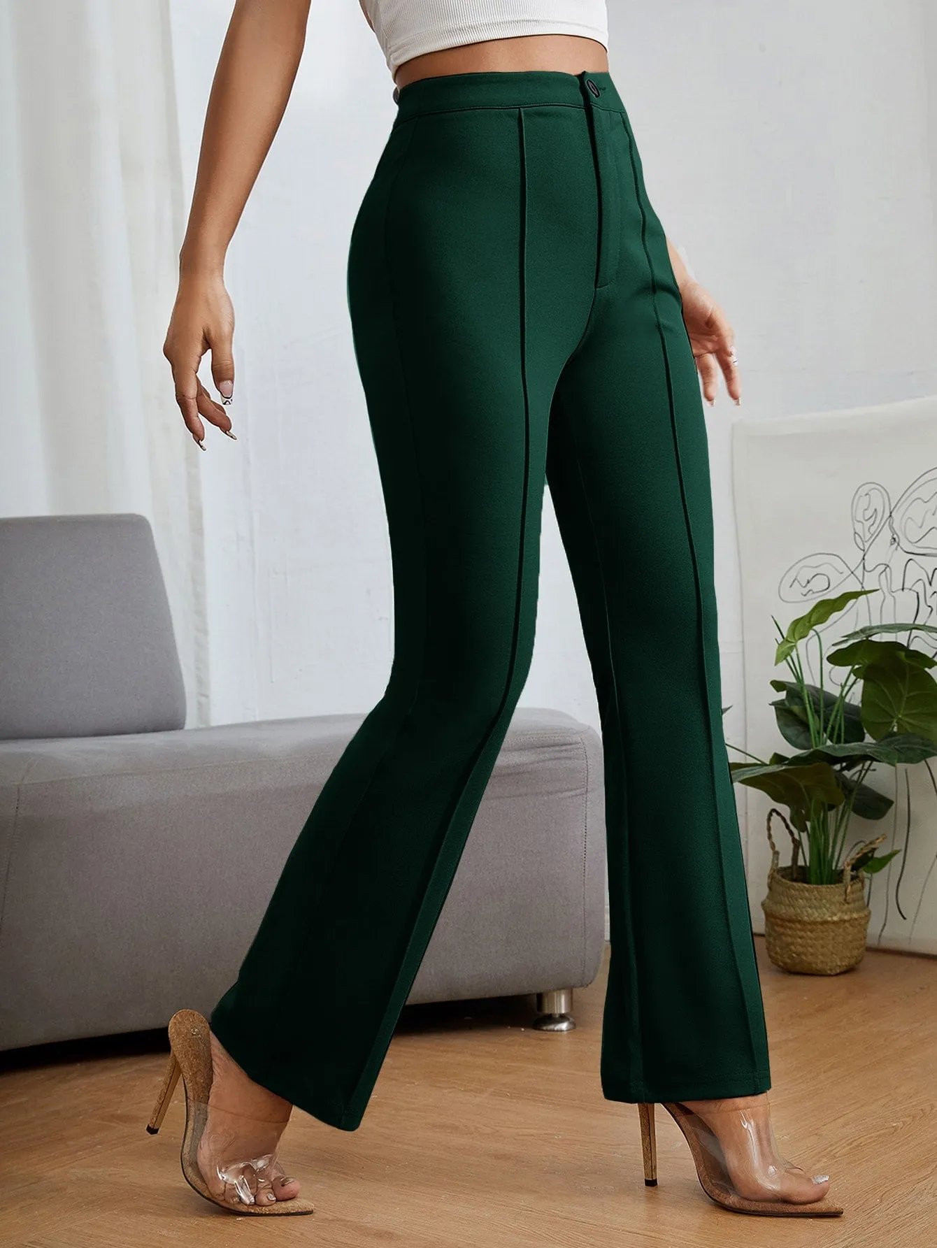 PETITE High Waist Press Crease Pants