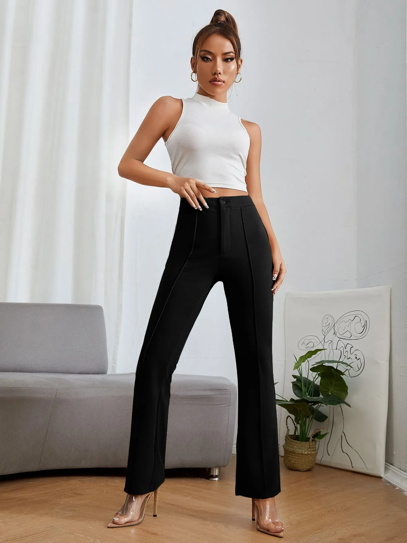 PETITE High Waist Press Crease Pants