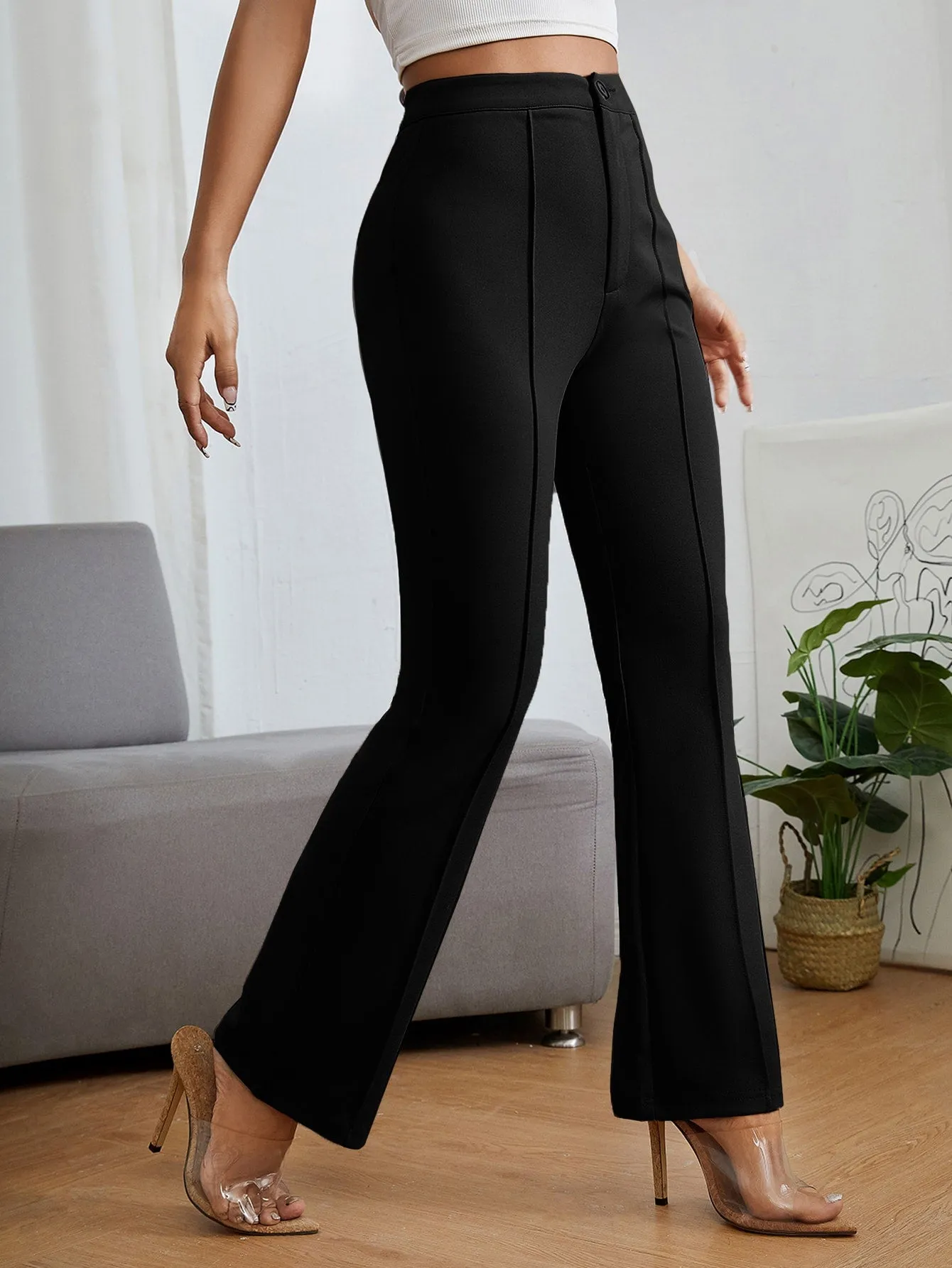 PETITE High Waist Press Crease Pants