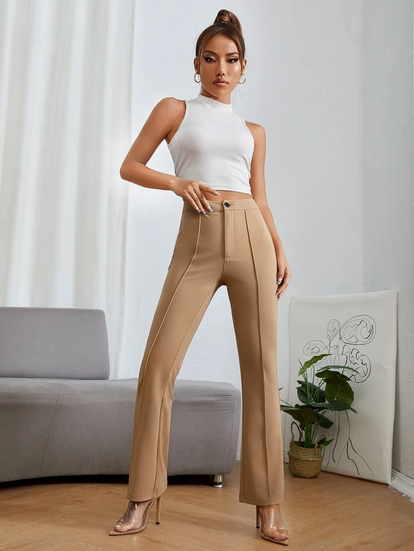 PETITE High Waist Press Crease Pants