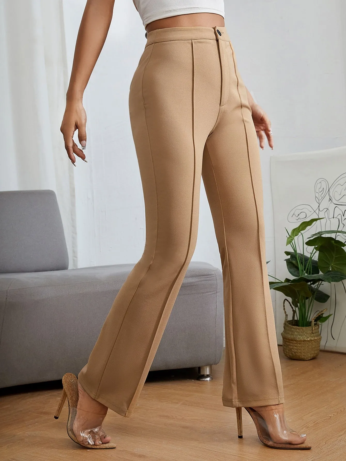 PETITE High Waist Press Crease Pants