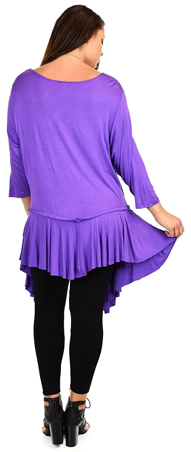 Plus Size Slimming Layered Flared Swing Tunic Dress Top