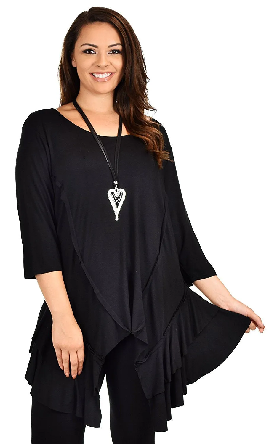 Plus Size Slimming Layered Flared Swing Tunic Dress Top