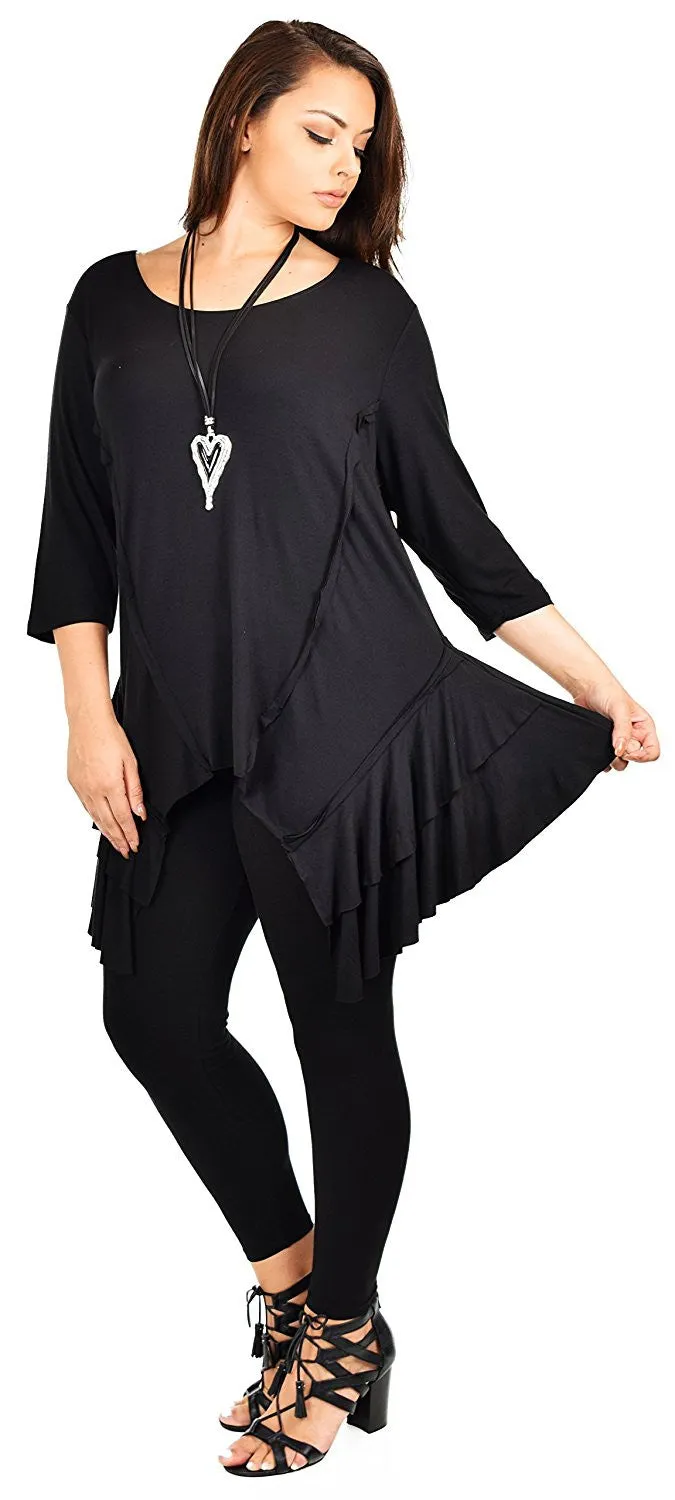 Plus Size Slimming Layered Flared Swing Tunic Dress Top