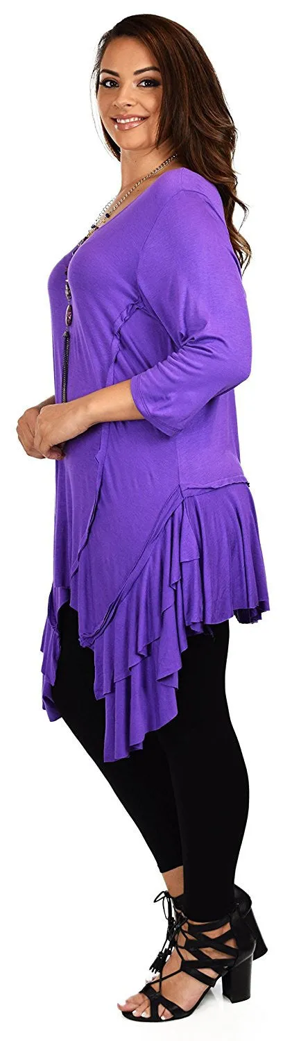 Plus Size Slimming Layered Flared Swing Tunic Dress Top